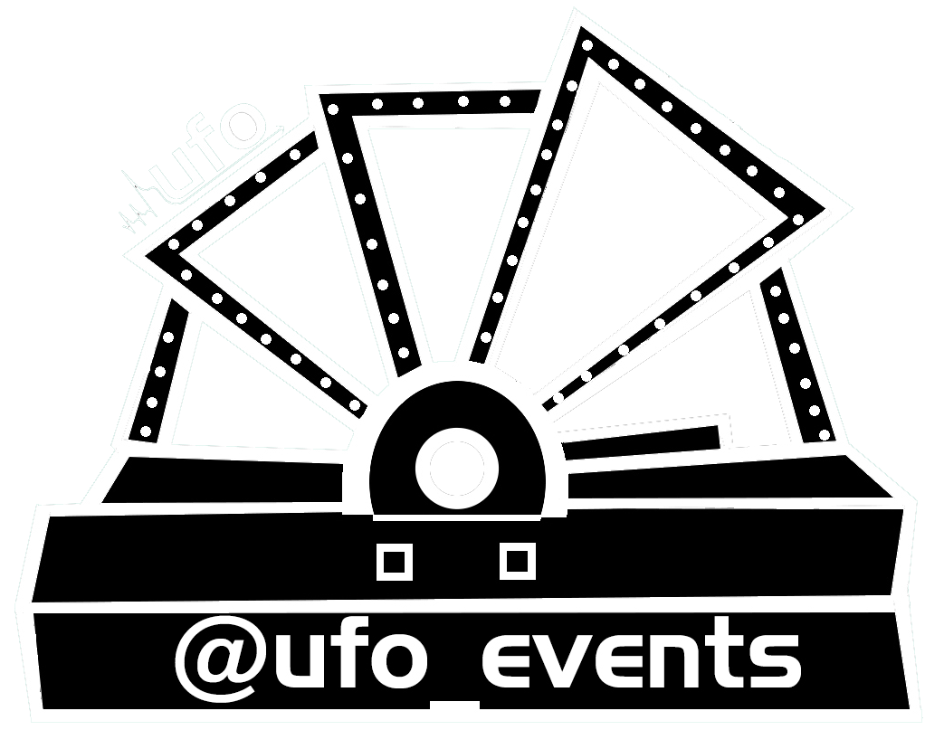Ufo Umrisse Skizze gerade Linie mit Punkten ohne Hintergrund ufo events Das Logo von ufo_events, dem Konzertangebot vom UFO Jugendkulturhaus der AWO