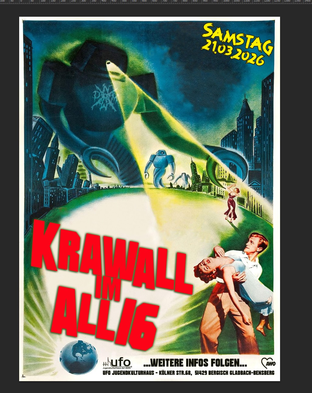 Krawall im All 16 im UFO Das ist der Save The Date Flyer vom Krawall im All 16 im UFO