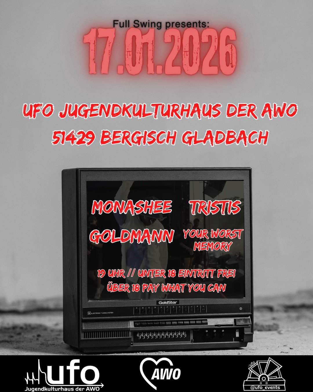 Full Swing Nummer 4 17.1.2026 Full Swing Konzert Nummer 4 17.1.2026 im UFO in Bensberg. Musikstik_ Melodic Hardcore und Metalcore